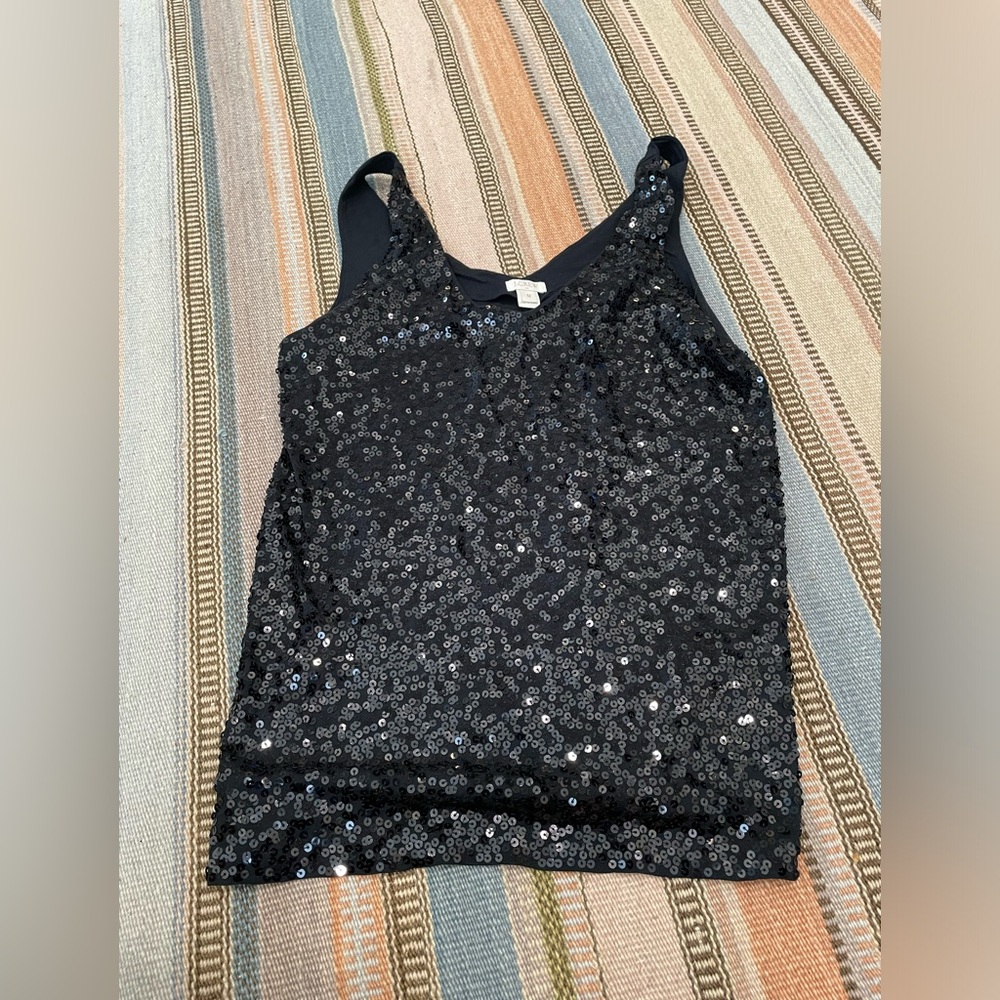 J. Crew Black Sequin Tank Top